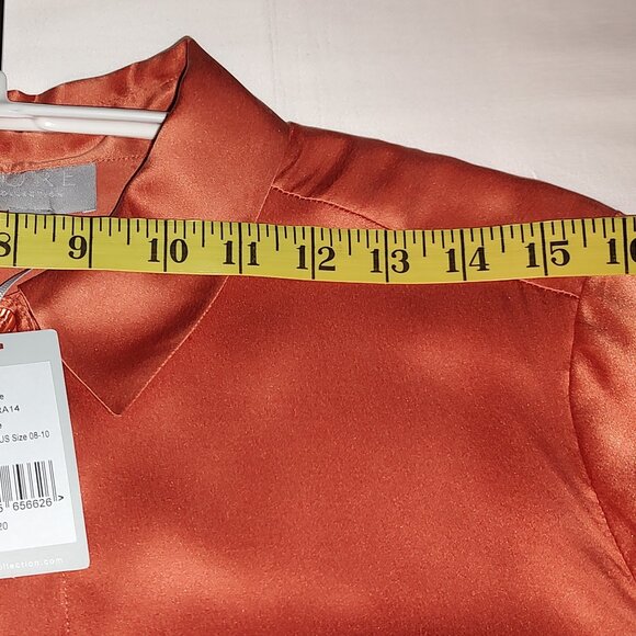 PURE COLLECTION 100% SILK L/S BLOUSE SHIRT TAIL HEM RICH ORANGE US 8-10 - Picture 13 of 13